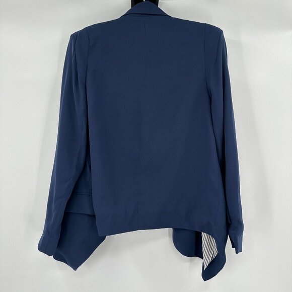 Quince Crepe Open Front Blazer sz S Navy Blue Wrinklefree Career Shoulder Pads - Picture 6 of 7